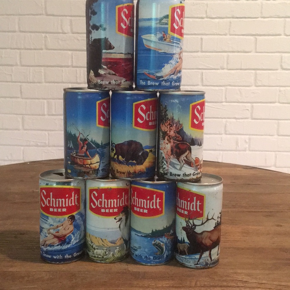9 Schmidt vintage beer can (pull tab). Empty cans